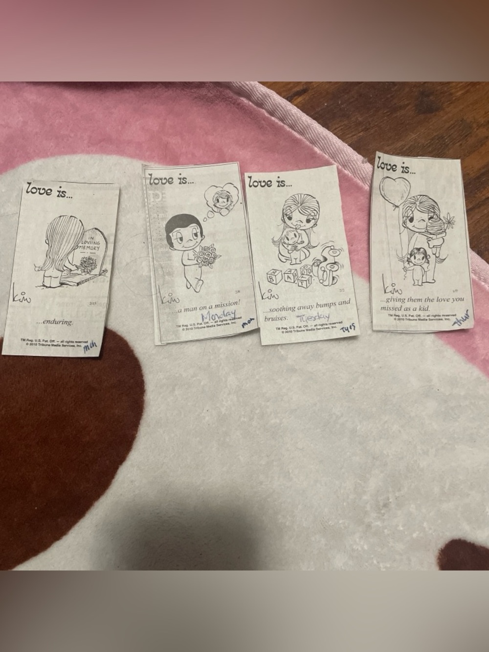 Love is newspaper clippings set of 4
